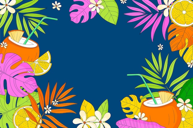 Free vector hand drawn colorful tropical background