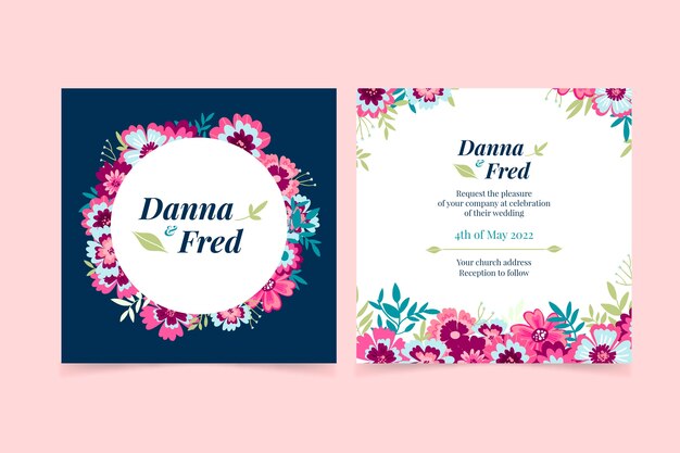 Hand-drawn colorful wedding invitation theme
