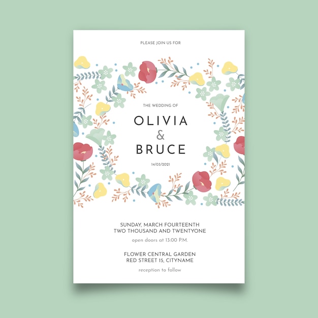 Free vector hand drawn colorful wedding invitation