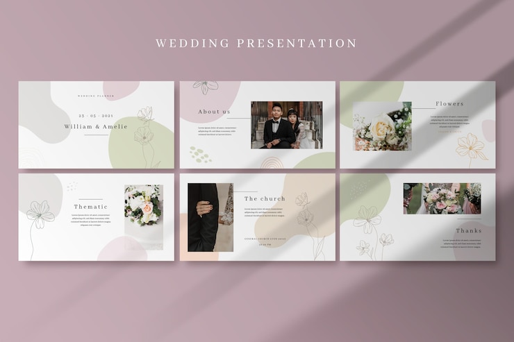 Free Vector hand drawn colorful wedding presentation