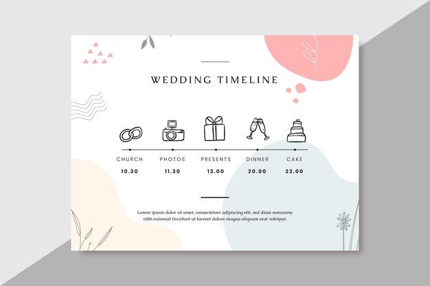 Hand drawn colorful wedding timeline