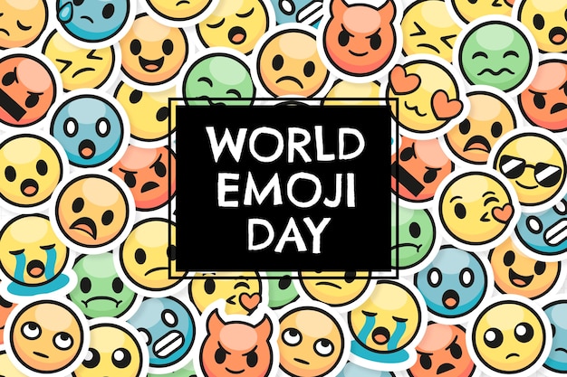 Free vector hand drawn colorful world emoji day background