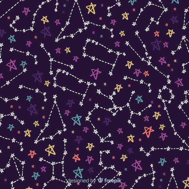 Hand drawn colorful zodiac pattern