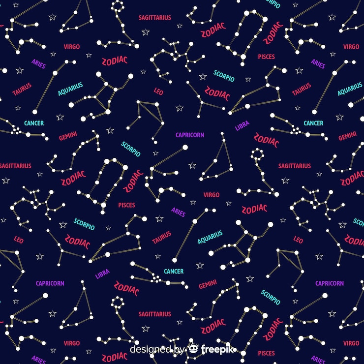 Free Vector hand drawn colorful zodiac pattern