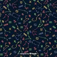 Free vector hand drawn colorful zodiac pattern