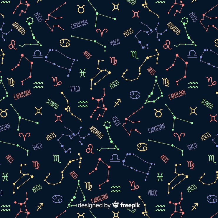 Free Vector hand drawn colorful zodiac pattern