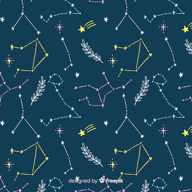 Free vector hand drawn colorful zodiac pattern