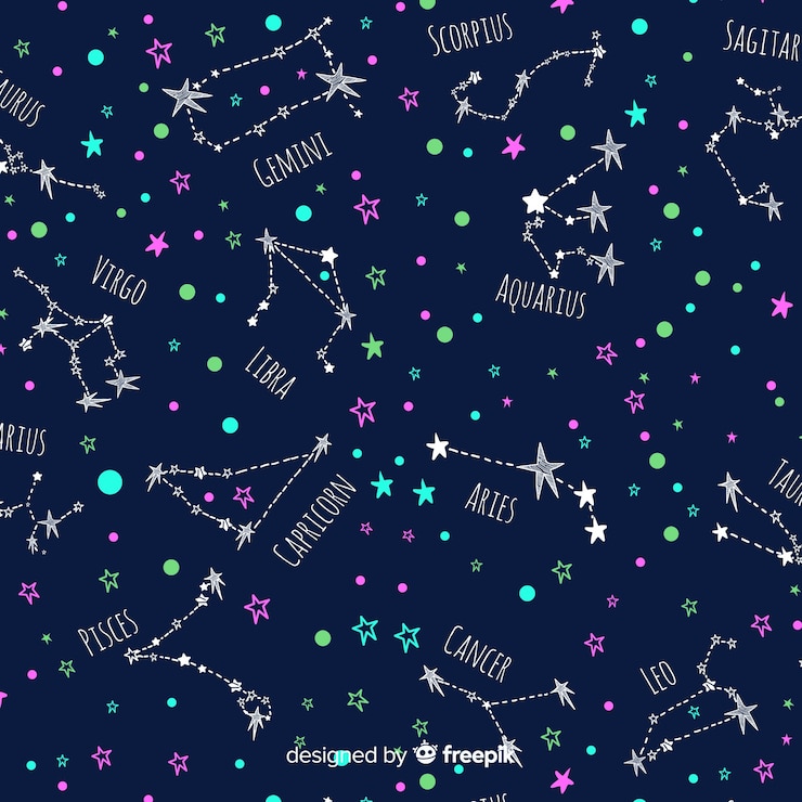 Free Vector hand drawn colorful zodiac pattern