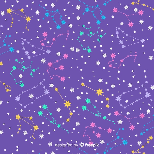 Hand drawn colorful zodiac pattern