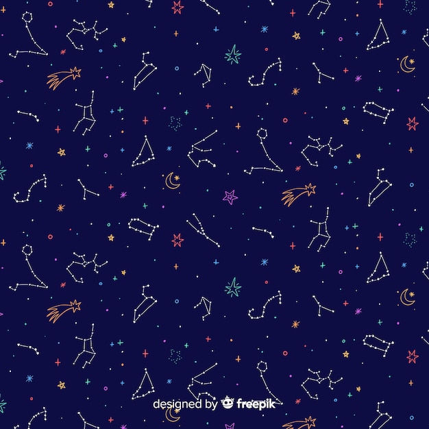 Vettore gratuito modello zodiacale colorato disegnato a mano