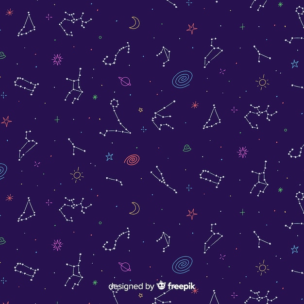 Hand drawn colorful zodiac pattern