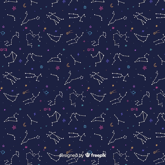 Free vector hand drawn colorful zodiac pattern