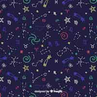 Free vector hand drawn colorful zodiac pattern