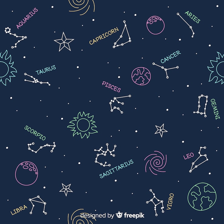 Free Vector hand drawn colorful zodiac pattern