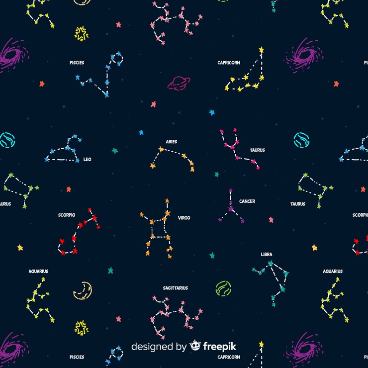 Free Vector hand drawn colorful zodiac pattern