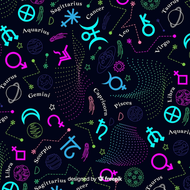 Free Vector hand drawn colorful zodiac pattern