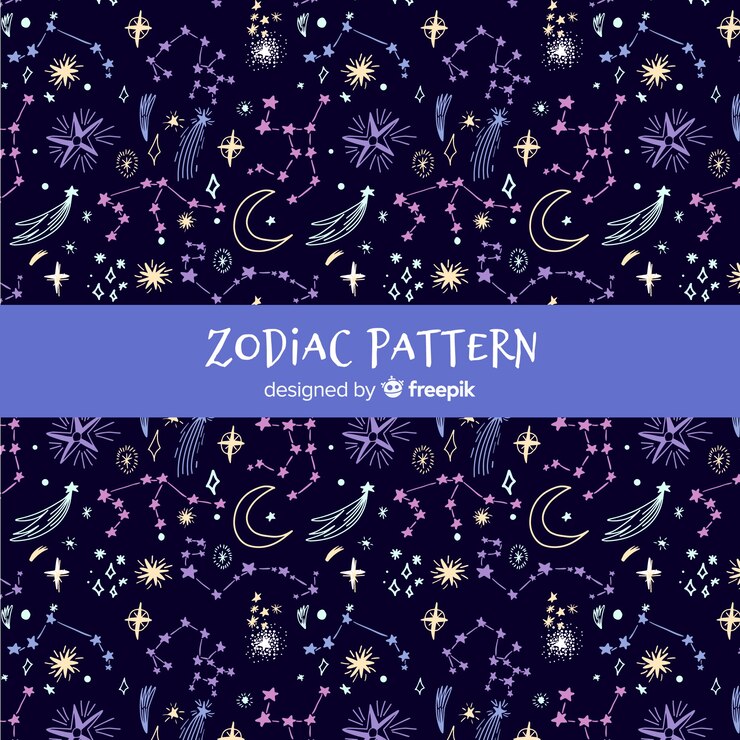 Free Vector hand drawn colorful zodiac pattern