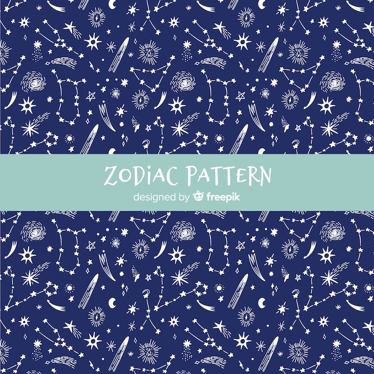 Free Vector hand drawn colorful zodiac pattern