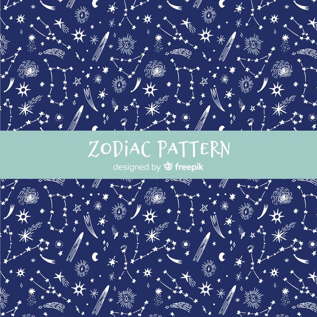 Hand drawn colorful zodiac pattern