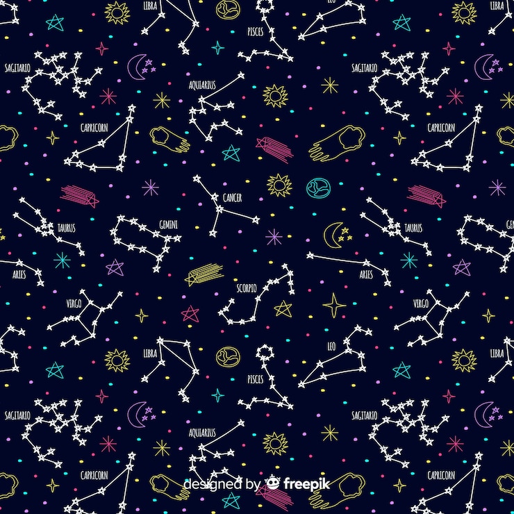 Free Vector hand drawn colorful zodiac pattern