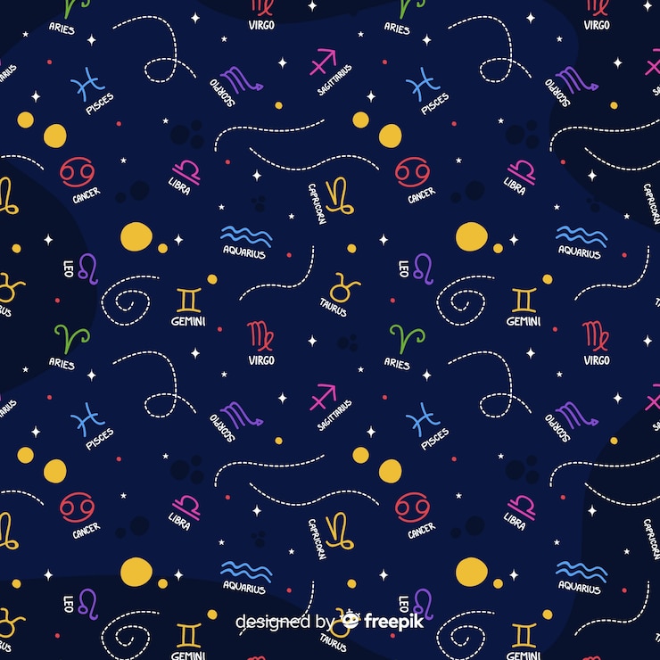 Free Vector hand drawn colorful zodiac pattern