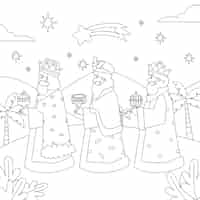 Бесплатное векторное изображение Иллюстрация для раскрашивания для reyes magos