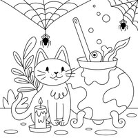 Hand drawn coloring page illustration for halloween celebration