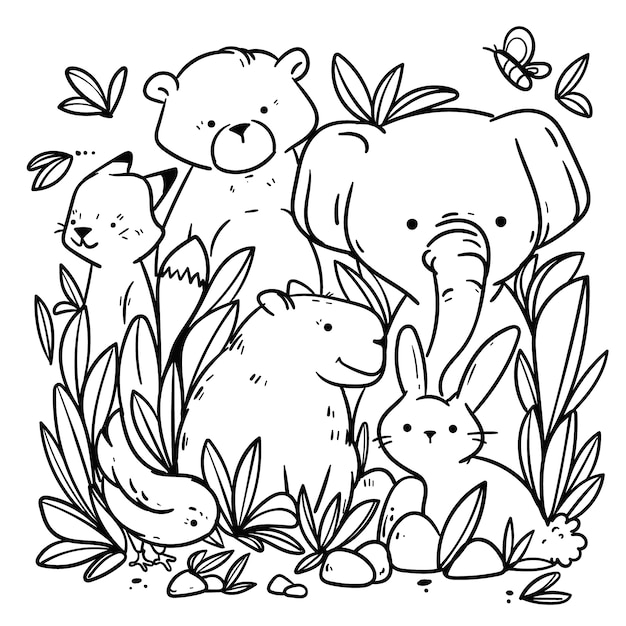 Hand drawn coloring page illustration