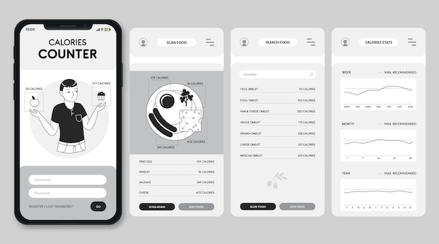 Hand drawn colorless apps