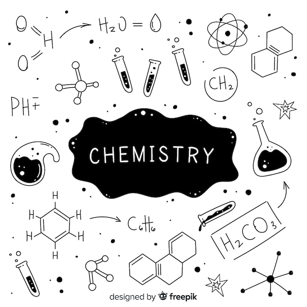 無料ベクター 手描きの無色の化学背景