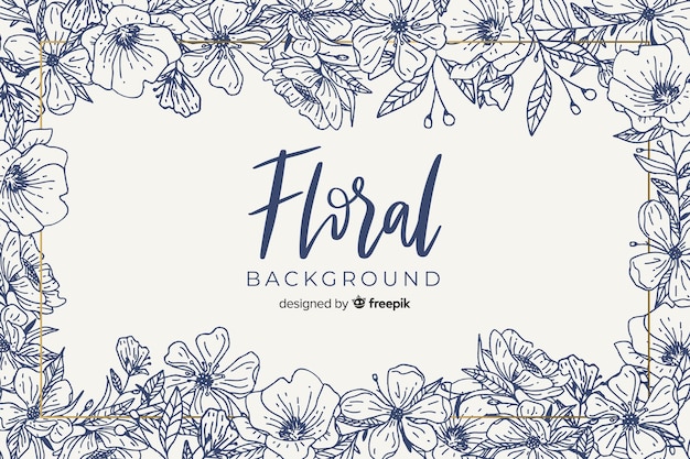 Hand drawn colorless floral background