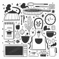 Free vector hand-drawn colorless illustrations set