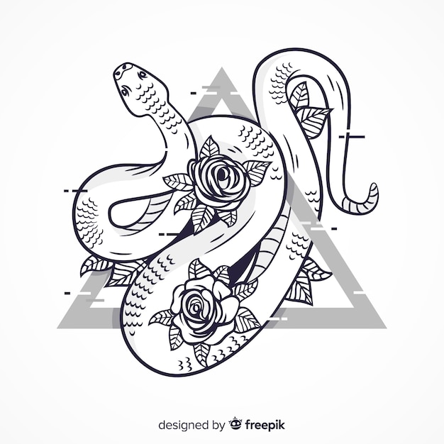 Free vector hand drawn colorless snake illustration