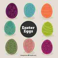 Free vector hand drawn colors easter eggs set