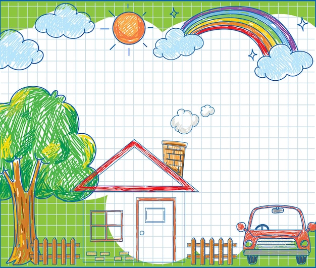 Free vector hand drawn coloured crayon background template