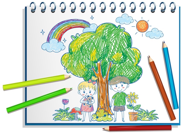 Free vector hand drawn coloured crayon on paper