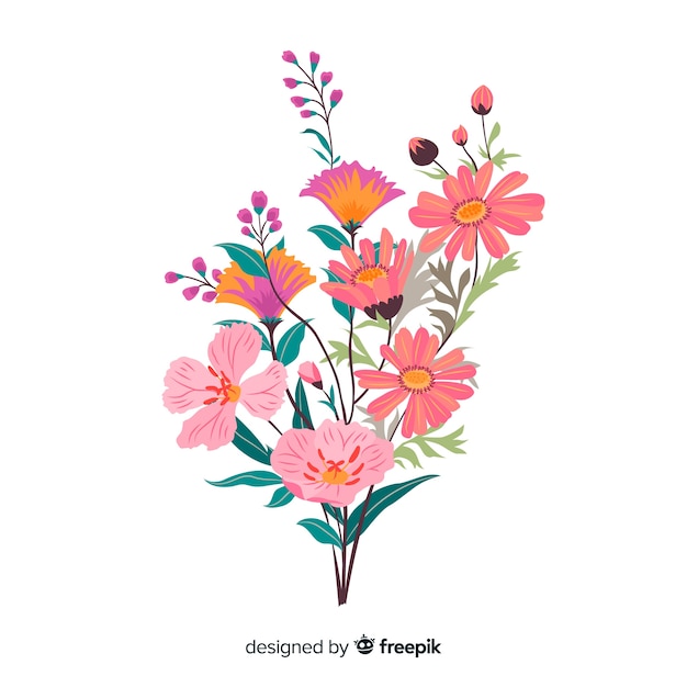 Free vector hand drawn colourful floral branch