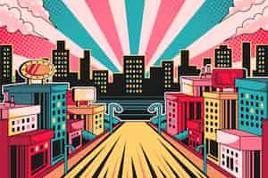 Free vector hand drawn comic book city background