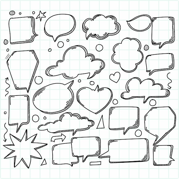 Hand drawn comic speech bubbles sketch design