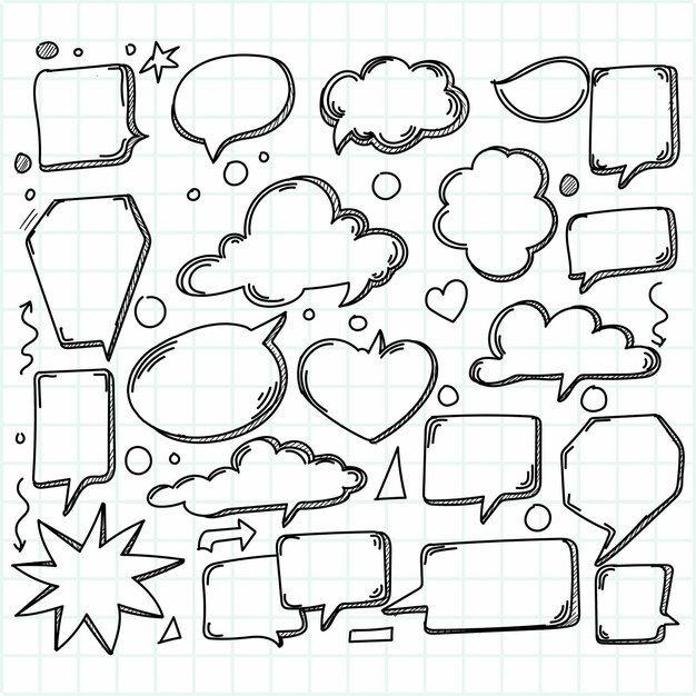 Hand drawn comic speech bubbles sketch design