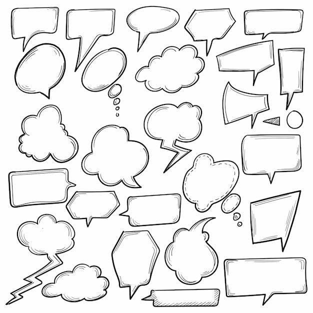 Hand drawn comic speech bubbles sketch design