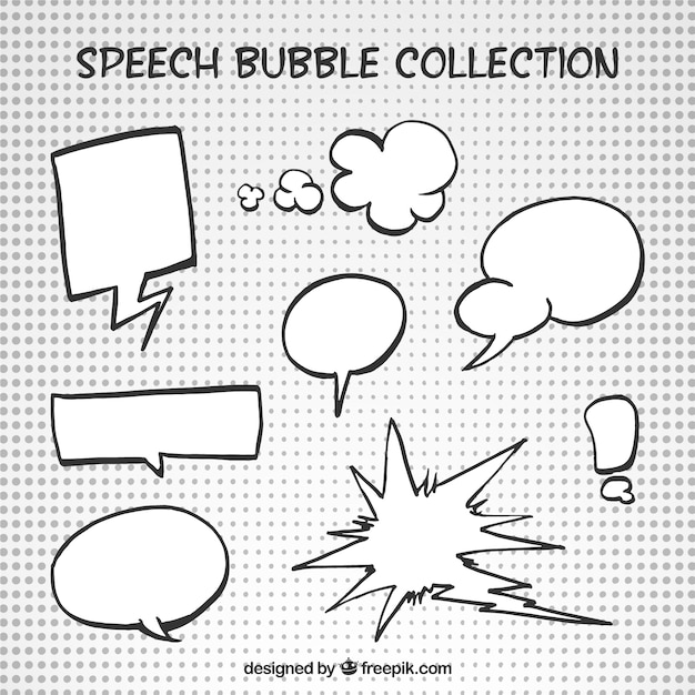 Free vector hand drawn comic white speech bubbles