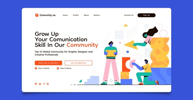 hand drawn community spirit landing page