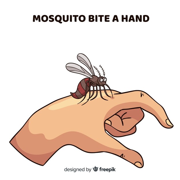 手を噛んだ蚊の手で描いた