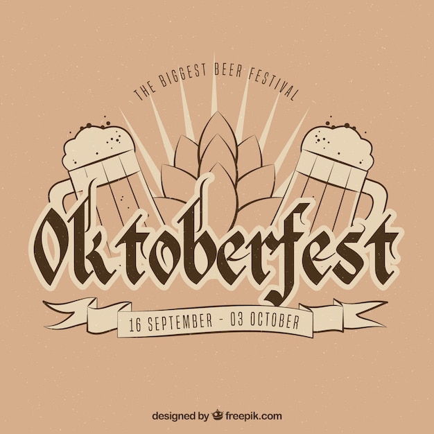 Vettore gratuito composizione disegnata a mano per oktoberfest con stile vintage