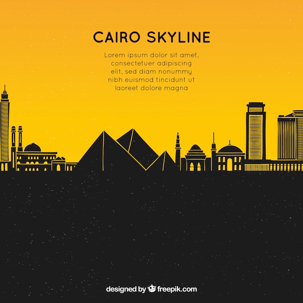 Composizione disegnata a mano con skyline di cairo