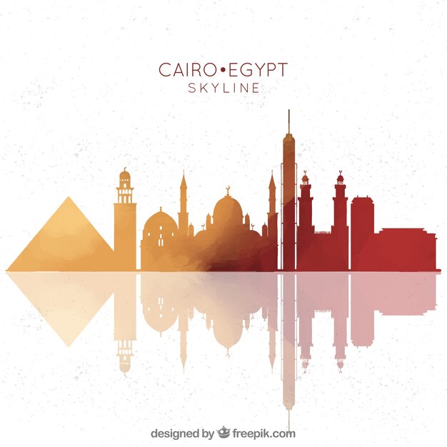 Рисованная композиция с горизонтом Каира