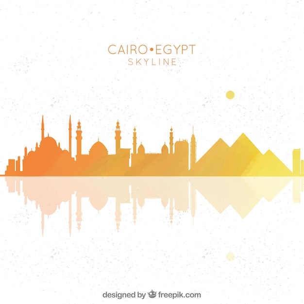 카이로의 스카이 라인을 손으로 그린 구성