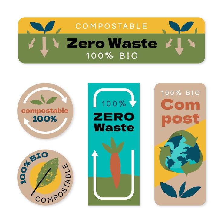 Free Vector hand drawn compostable labels set