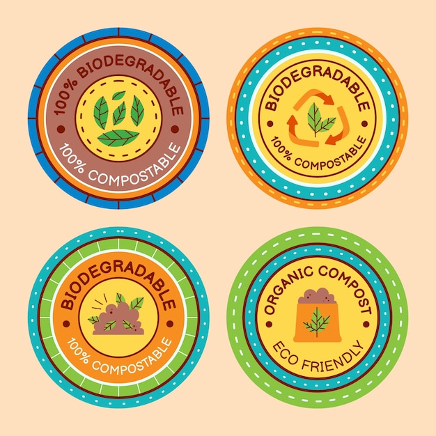 Free vector hand drawn compostable labels